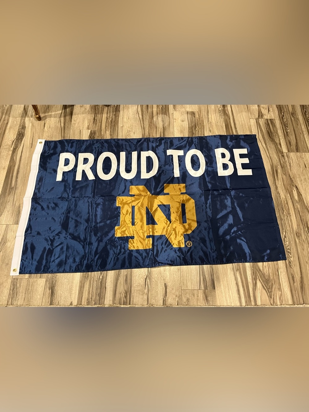 Notre Dame Fighting Irish Proud To Be ND Logo Flag Banner - Blue Gold White
